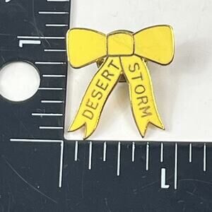 Vtg Desert Storm Yellow Ribbon Support Lapel Pin Gulf War Patriotic USA Militar